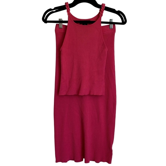 House of Harlow 1960 Dresses & Skirts - House of Harlow 1960 Ribbed Midi Skirt Set‎ in Hot Pink Sz S Matching